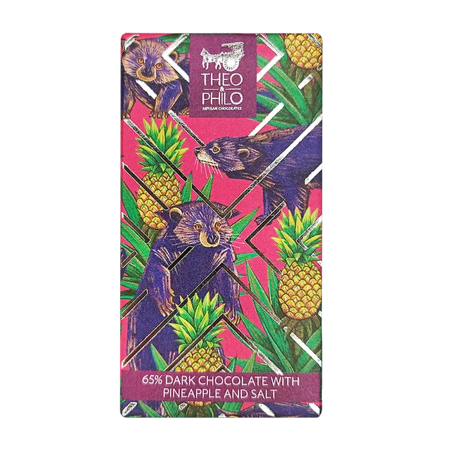 Theo & Philo Dark Chocolate Bars 65% ananas e sale tavoletta 45g