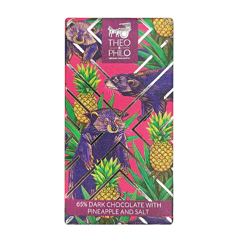 Theo & Philo Dark Chocolate Bars 65% ananas e sale tavoletta 45g