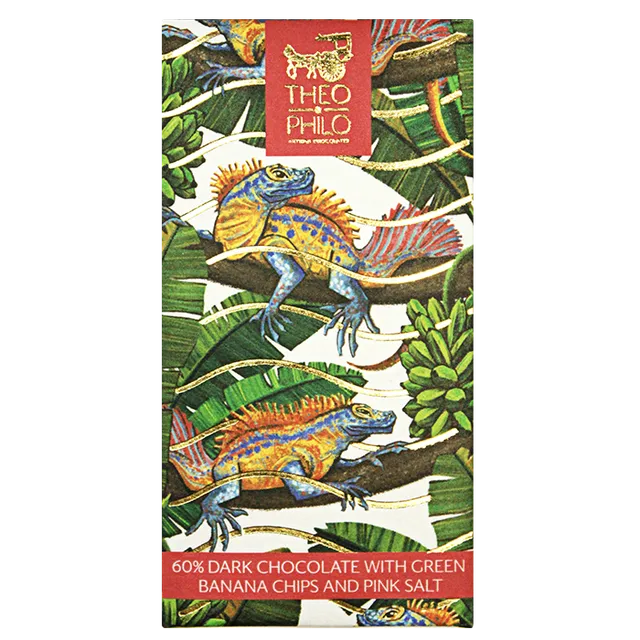 Theo & Philo Dark Chocolate Bars Tavoletta 60% Banana e Sale Rosa