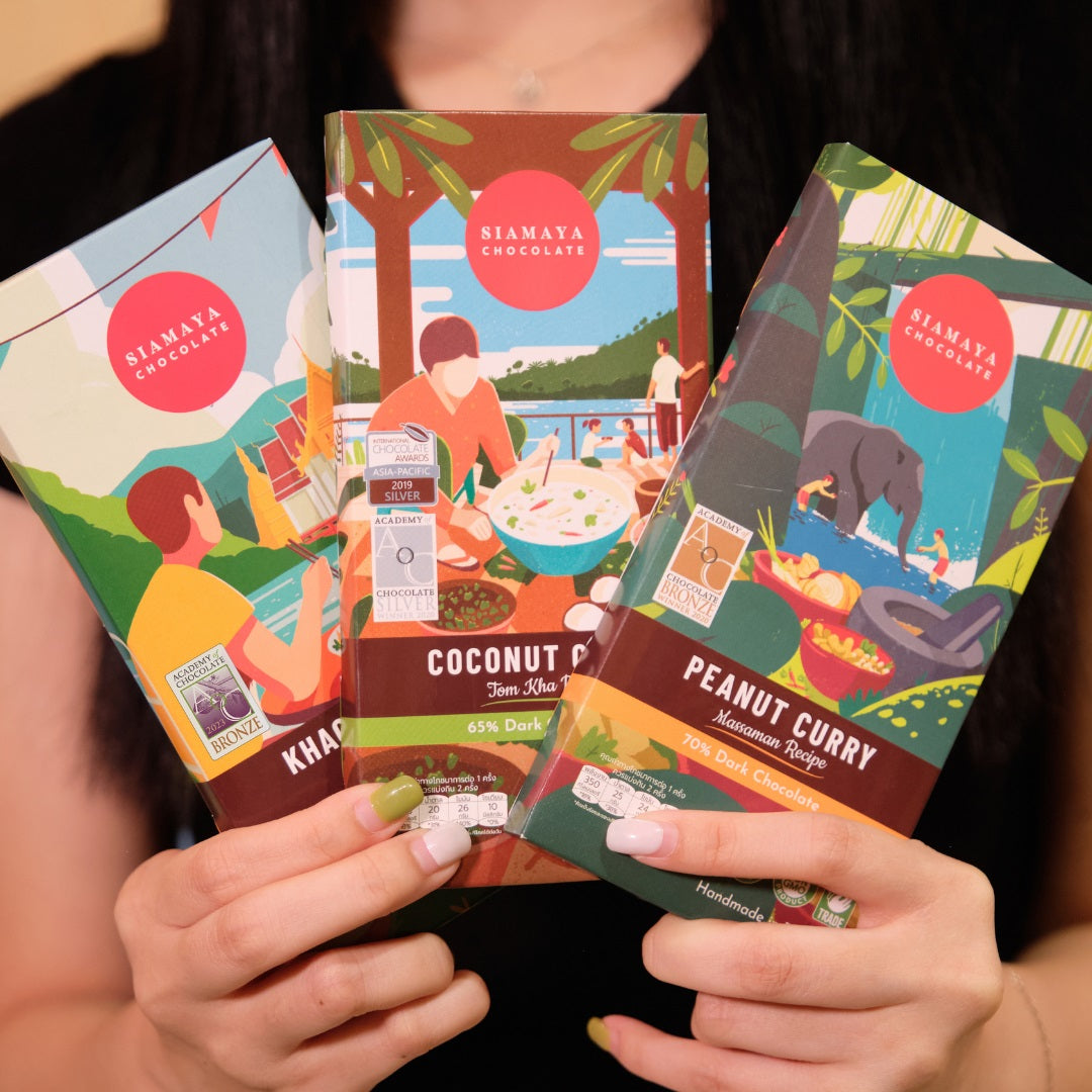 Siamaya Chocolate Collections Thai Curry box 3 tavolette curry latte fondente