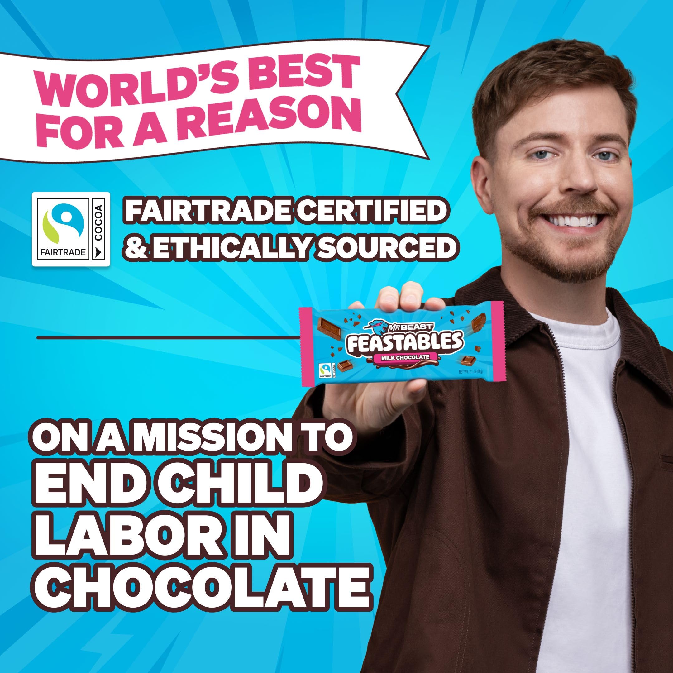 Feastables Chocolate Bars barrette cioccolato al latte 10x60g senza glutine