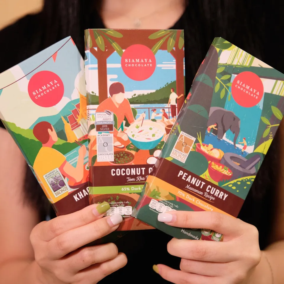Siamaya Chocolate Collections Thai Curry box 3 tavolette curry latte fondente