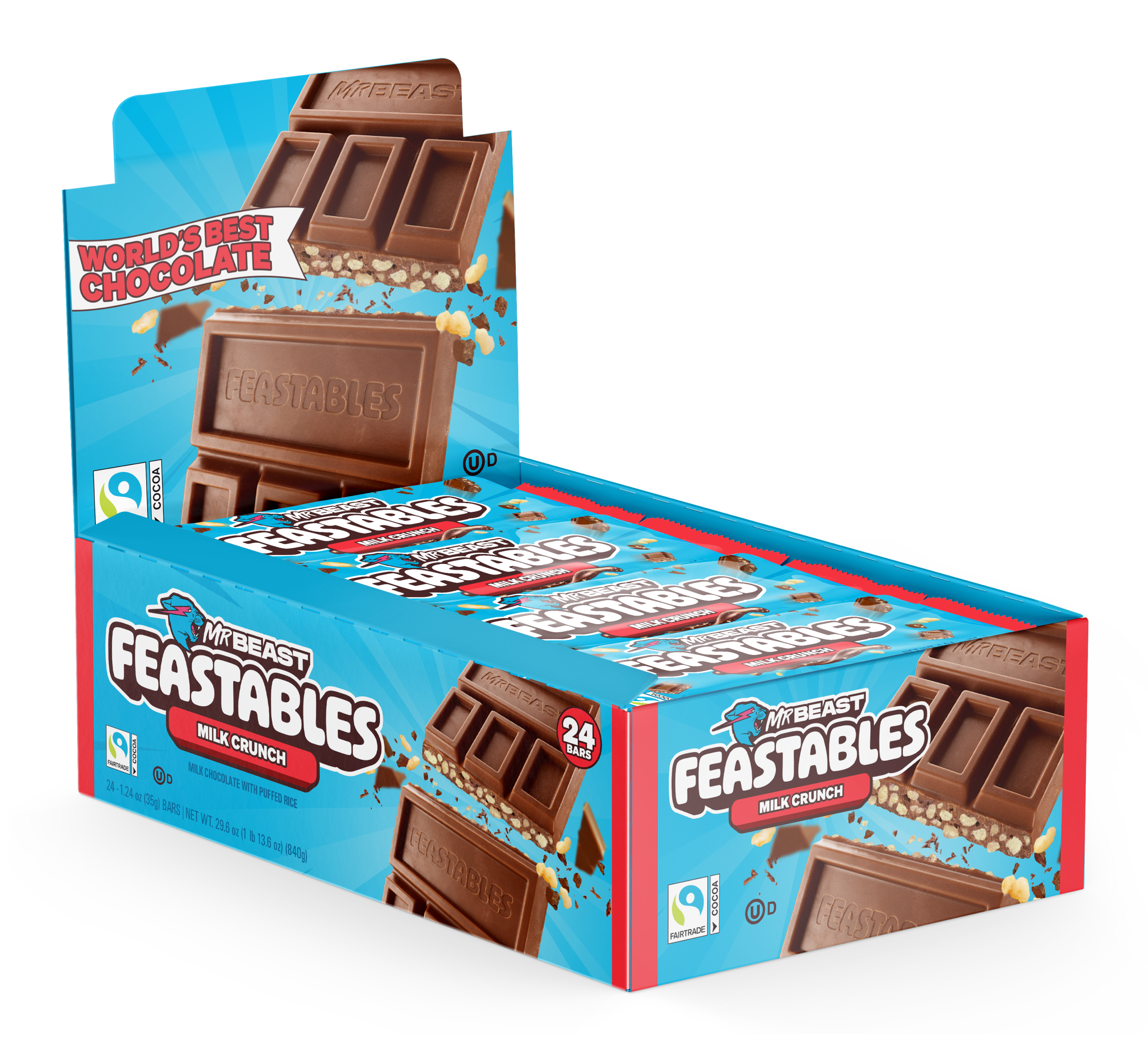 MrBeast Feastables Milk Crunch Tavoletta Latte 10 Pezzi