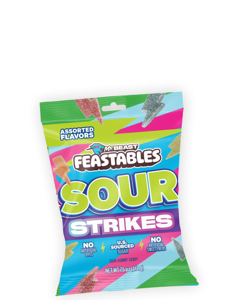 MrBeast Feastables Sour Strikes Caramelle Aspre 9 Buste
