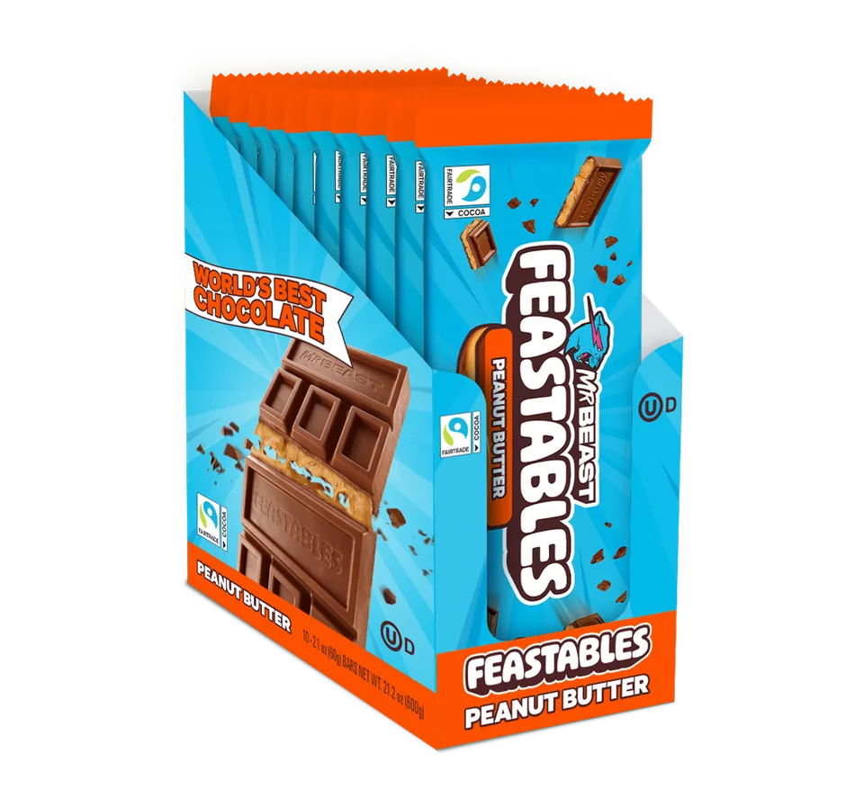 MrBeast Feastables Peanut Butter Tavoletta Latte 10 Pezzi