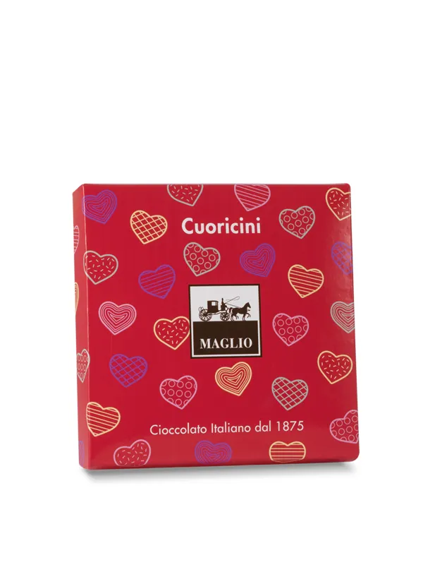 Cioccolato Maglio Cuoricini scatola cioccolatini latte fondente