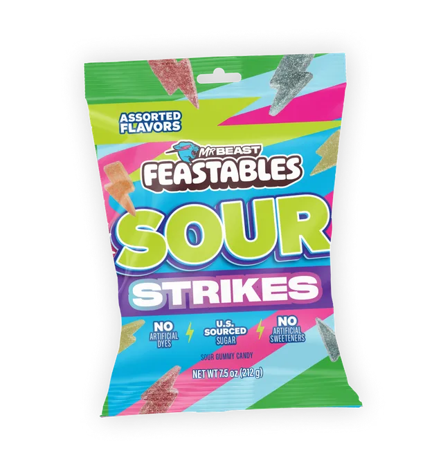 MrBeast Feastables Sour Strikes Caramelle Aspre 9 Buste