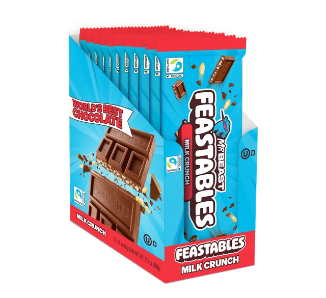 MrBeast Feastables Milk Crunch Tavoletta Latte 10 Pezzi