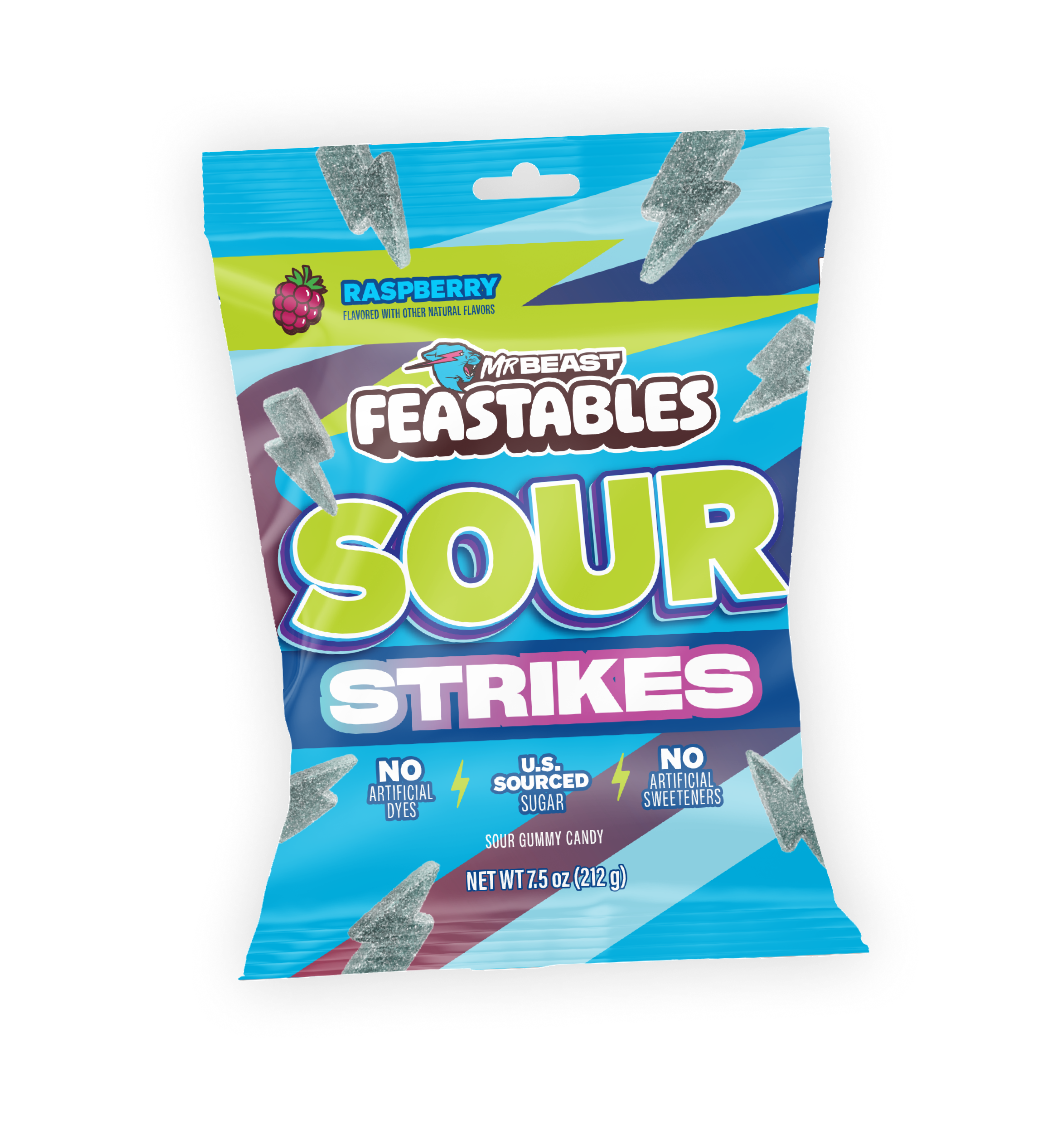 MrBeast Feastables Sour Strikes gummies lampone 9 buste