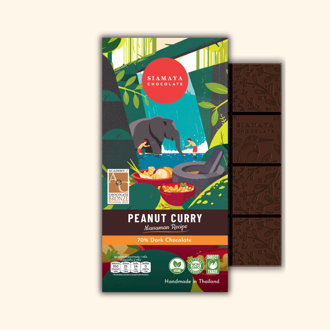 Siamaya Dark Chocolate 70% tavoletta arachidi curry thai vegana