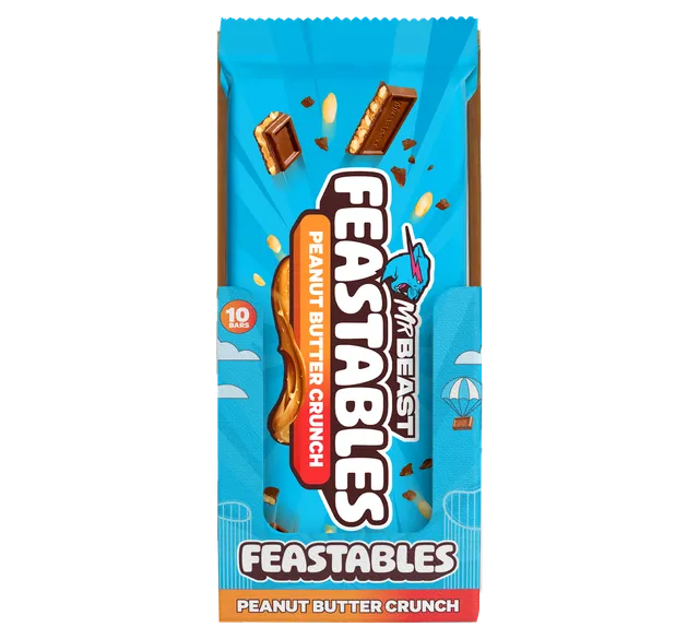 MrBeast Feastables Peanut Butter Crunch barretta box 10 pezzi