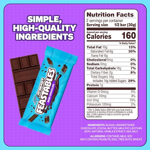 Feastables Chocolate Bars barrette fondente Original 10x60g 54% cacao