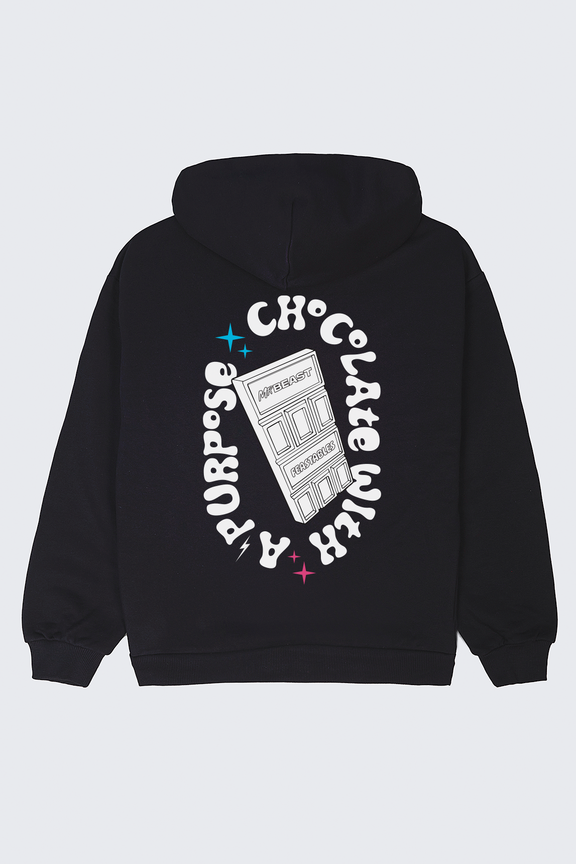 Feastables Merch Retro Hoodie felpa nera Youth cotone