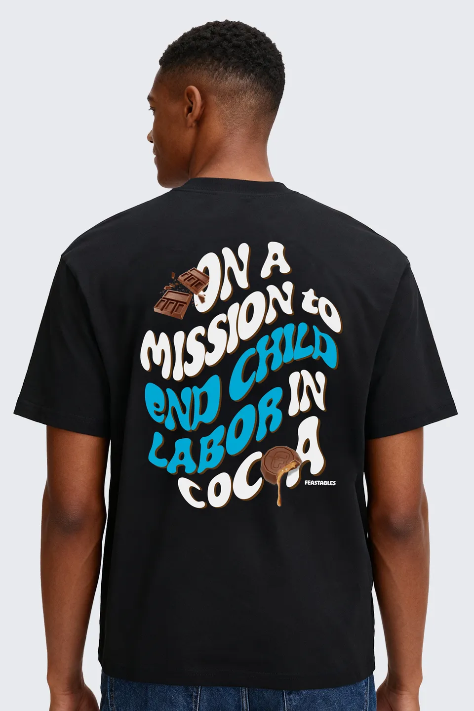 Feastables Merch Wavy Tee t-shirt cotone nera Black