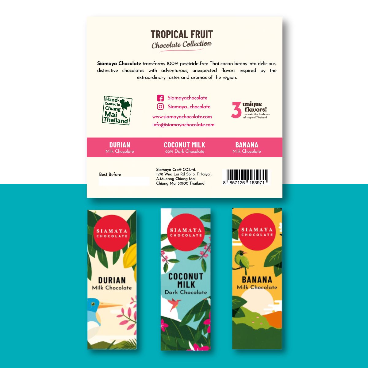 Siamaya Chocolate Collections cioccolato frutti tropicali 3x20g