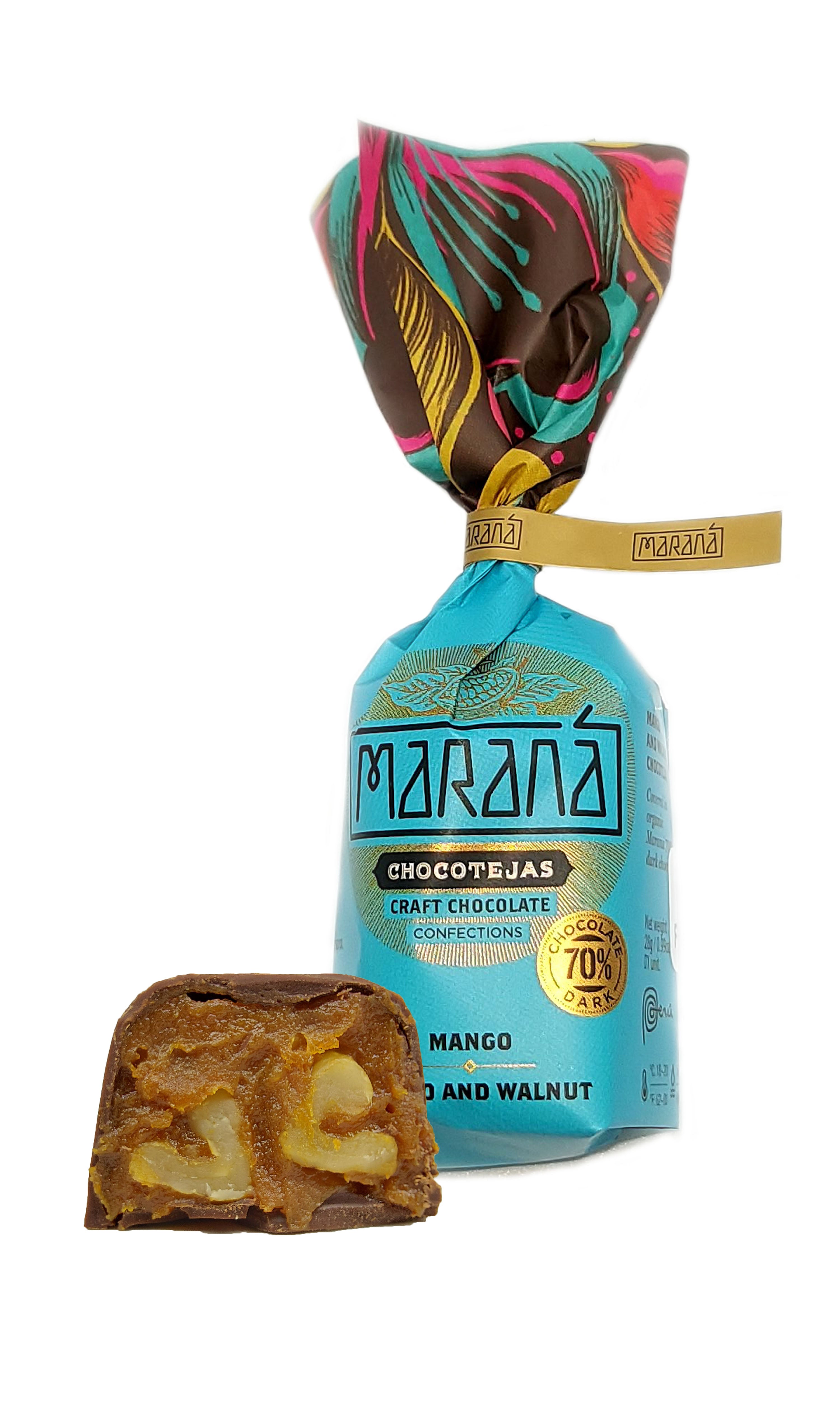 Maranà Chocotejas Chocoteja mango e noce fondente 70%