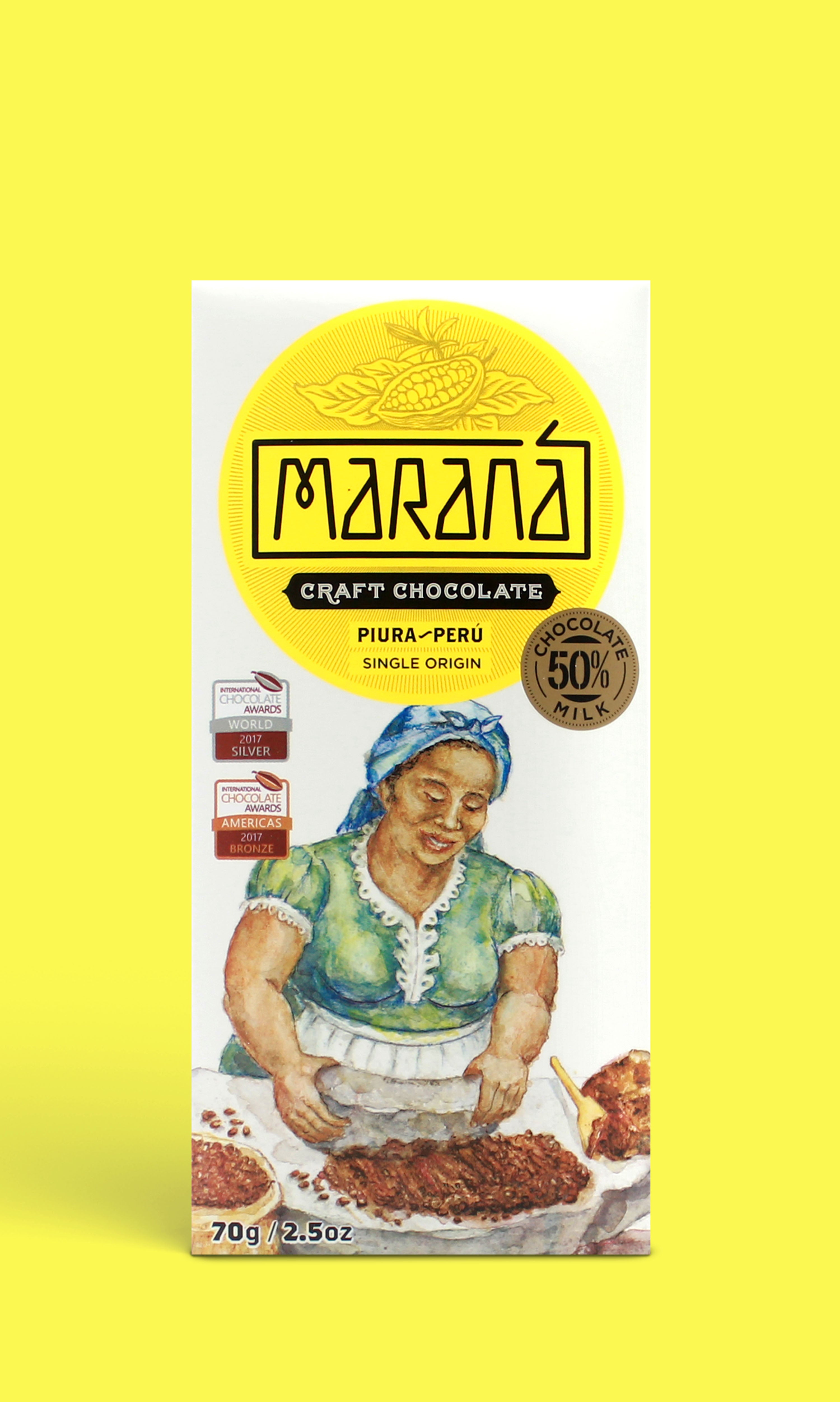 Maranà Piura tavoletta latte 70g 50% cacao