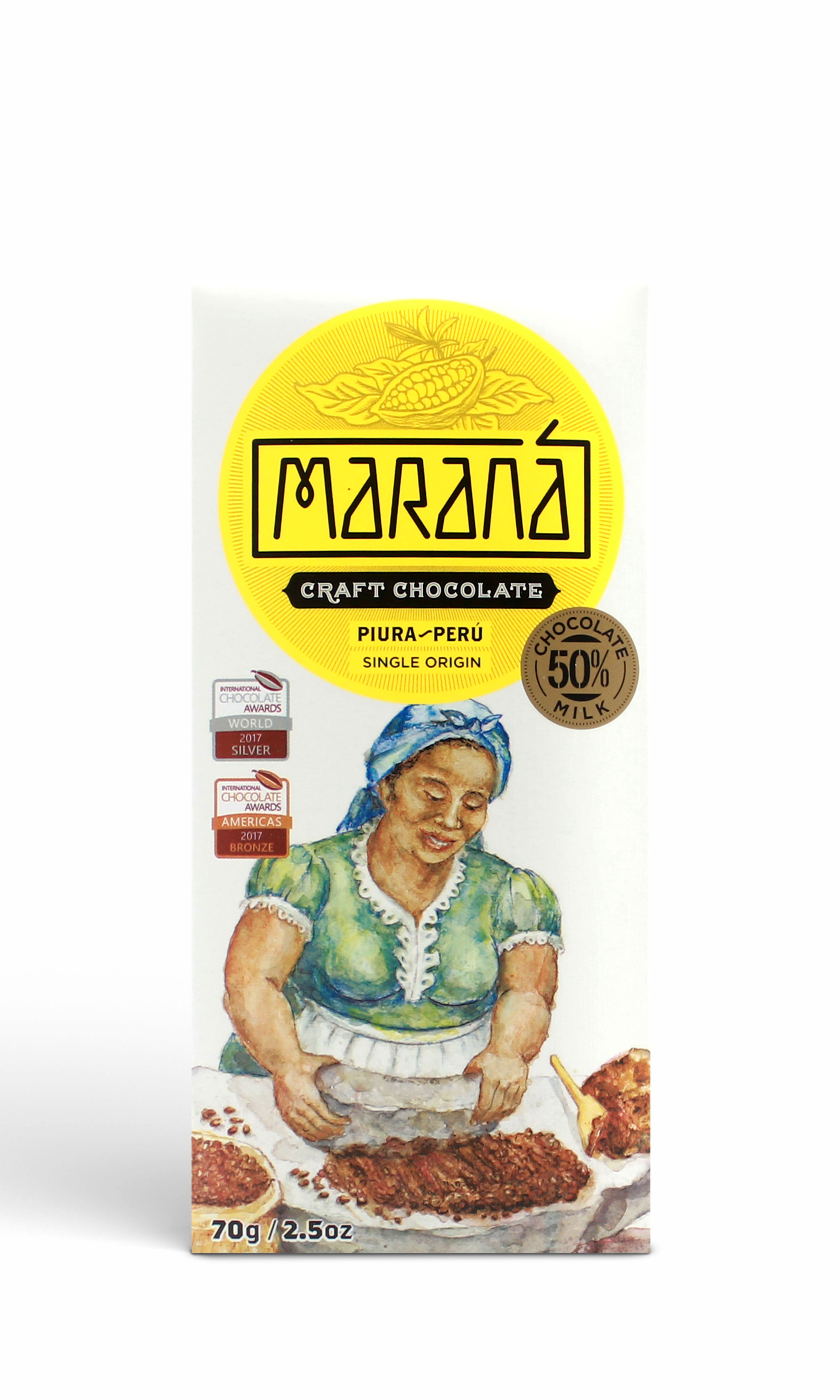 Maranà Piura tavoletta latte 70g 50% cacao