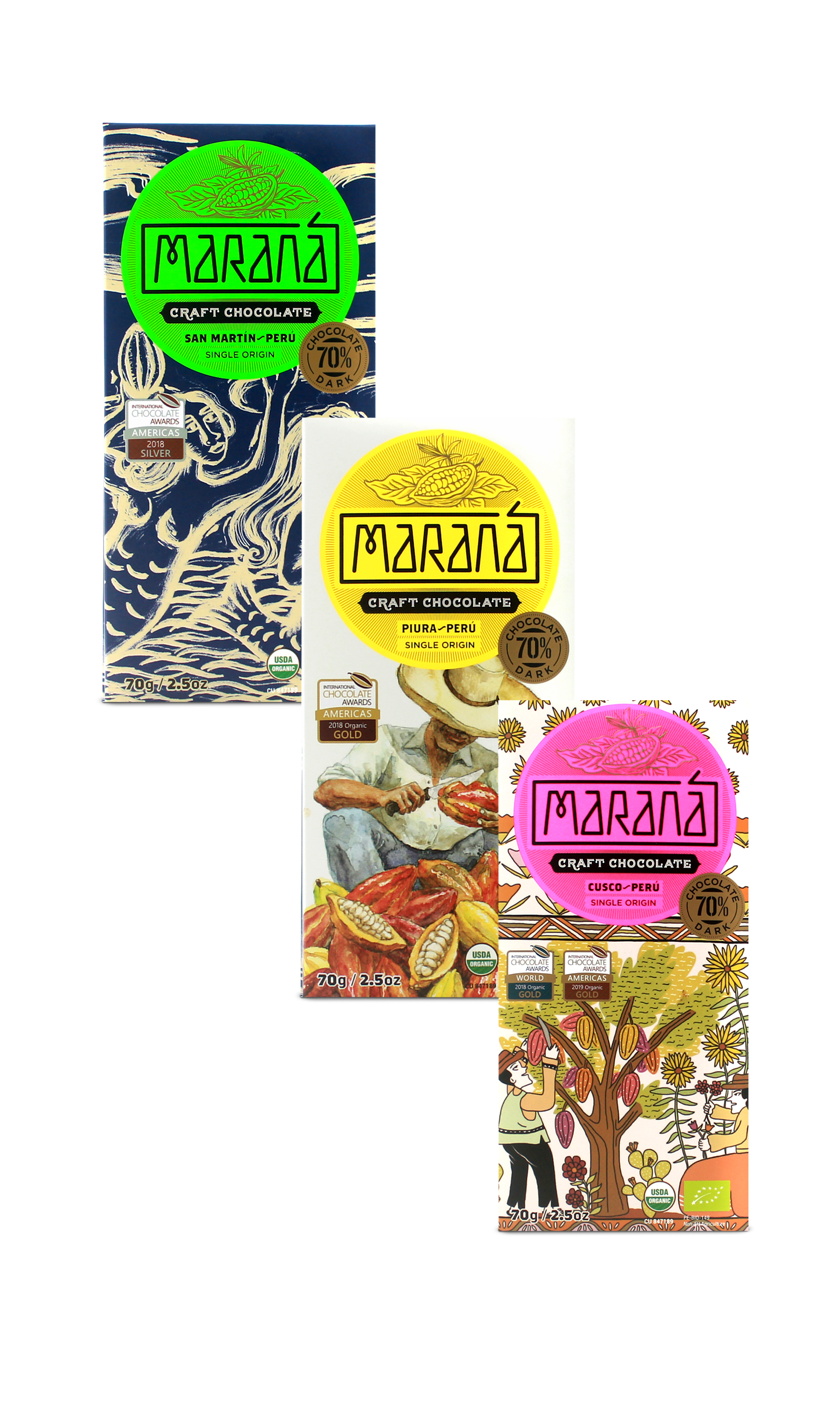 Maranà Dark 70% tavolette 3 origini 3x70g Perù
