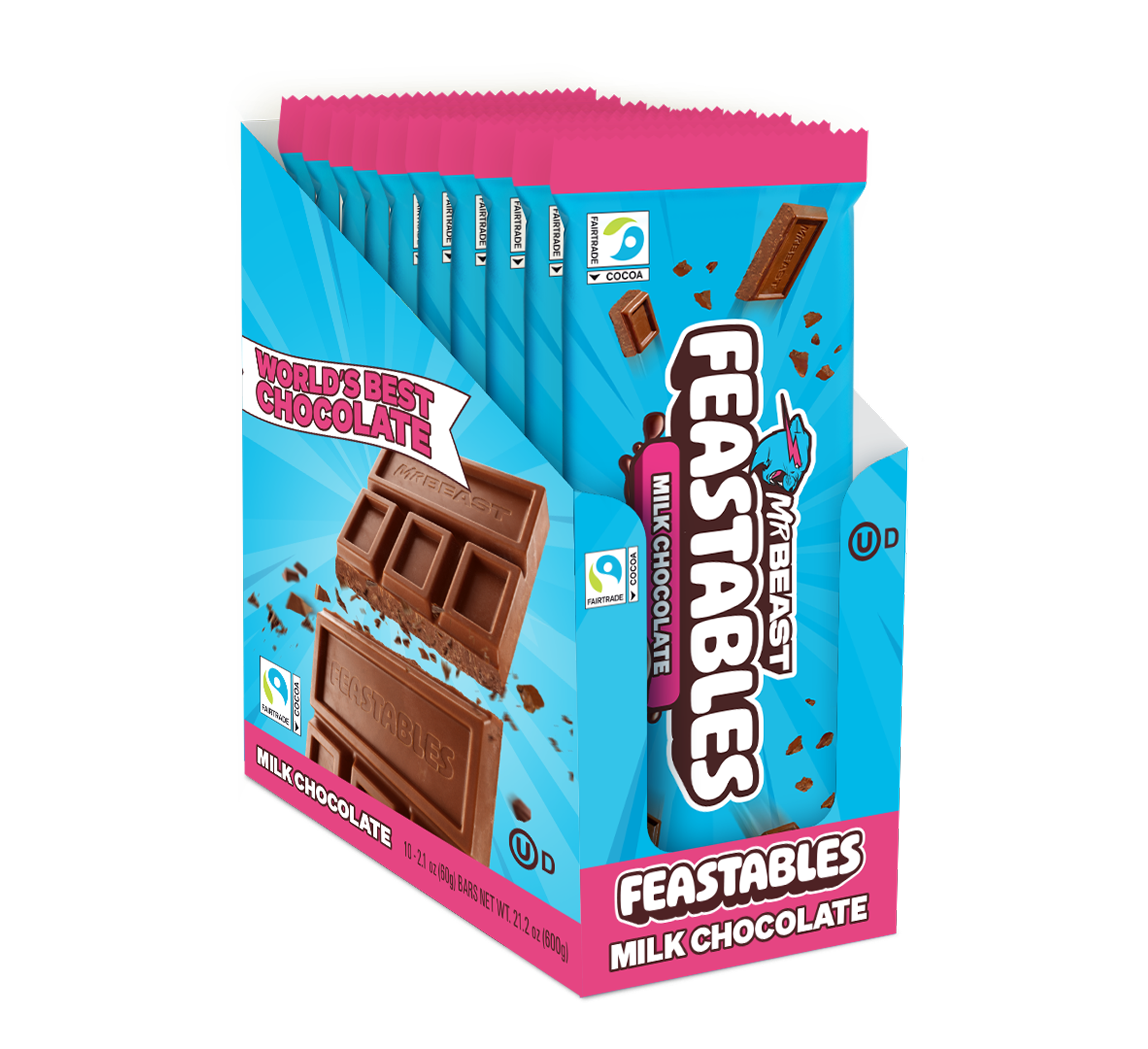 Feastables Chocolate Milk Chocolate tavoletta 10 Pack King Size