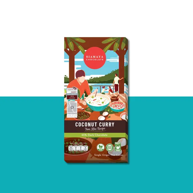 Siamaya Dark Chocolate Bars fondente 65% Thai Coconut Curry
