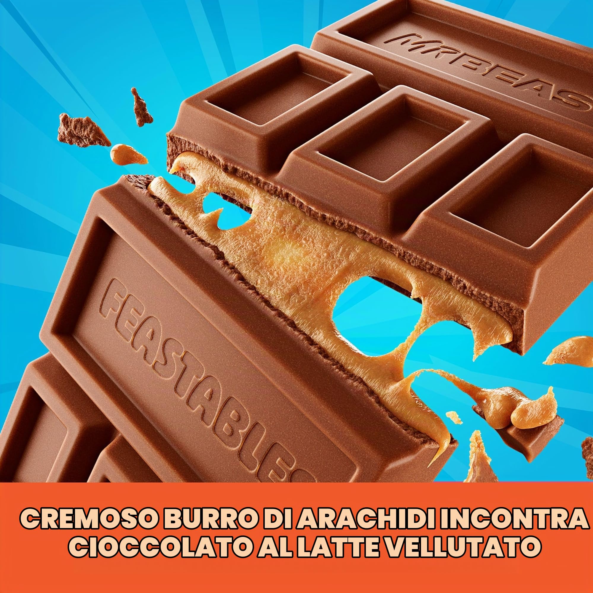 Feastables Chocolate Bars barrette burro arachidi Deez Nutz 10x60g