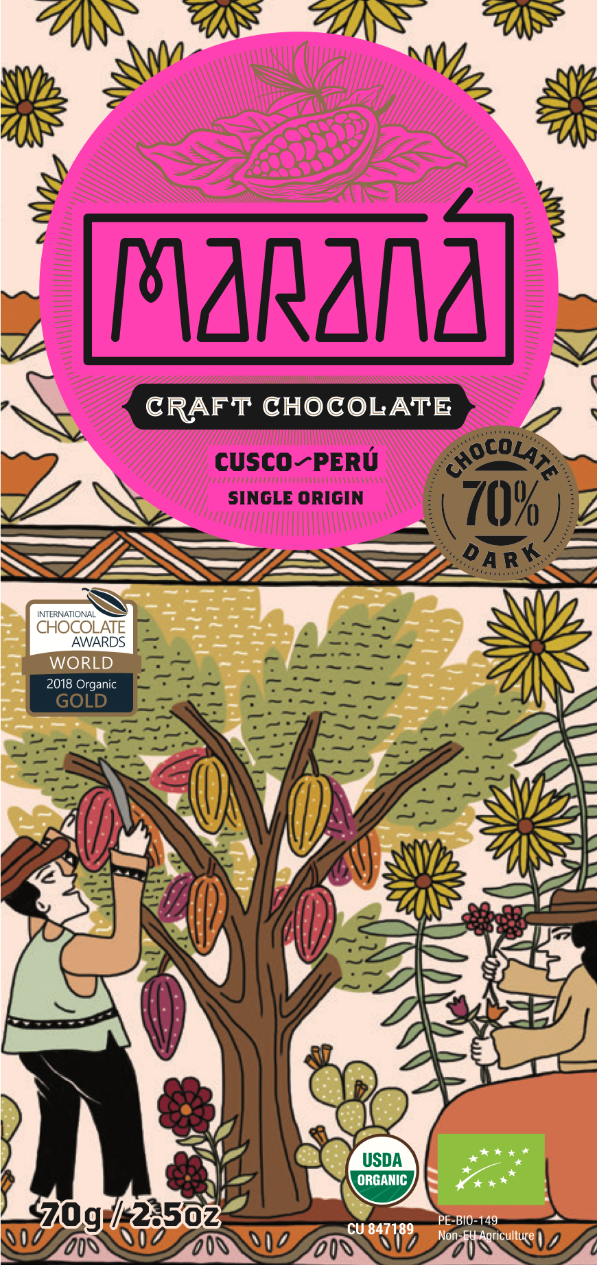 Maranà Tabletas Cusco Tavoletta fondente 70% Cusco 70g