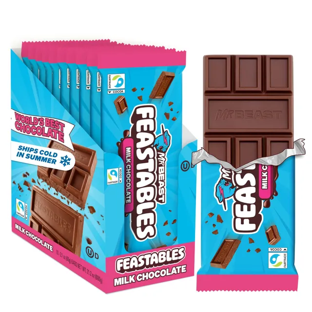Feastables Chocolate Bars barrette cioccolato al latte 10x60g senza glutine