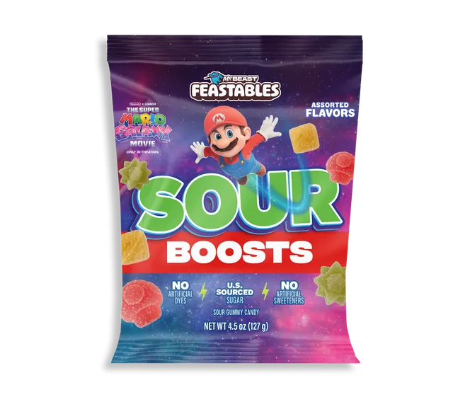 Feastables Gummies Mario Sour Boosts caramelle 12 buste