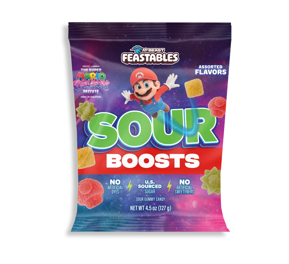 Feastables Gummies Mario Sour Boosts caramelle 12 buste