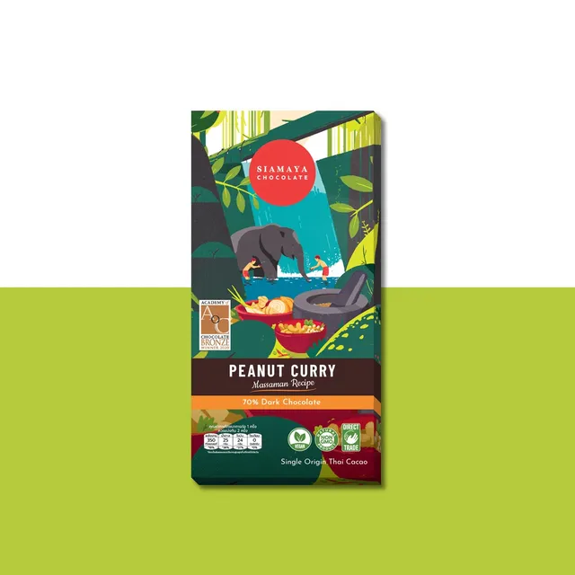 Siamaya Dark Chocolate 70% tavoletta arachidi curry thai vegana