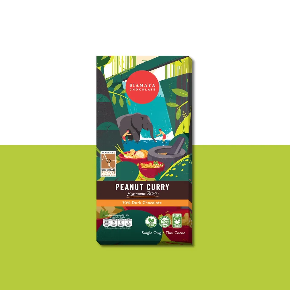 Siamaya Dark Chocolate 70% tavoletta arachidi curry thai vegana