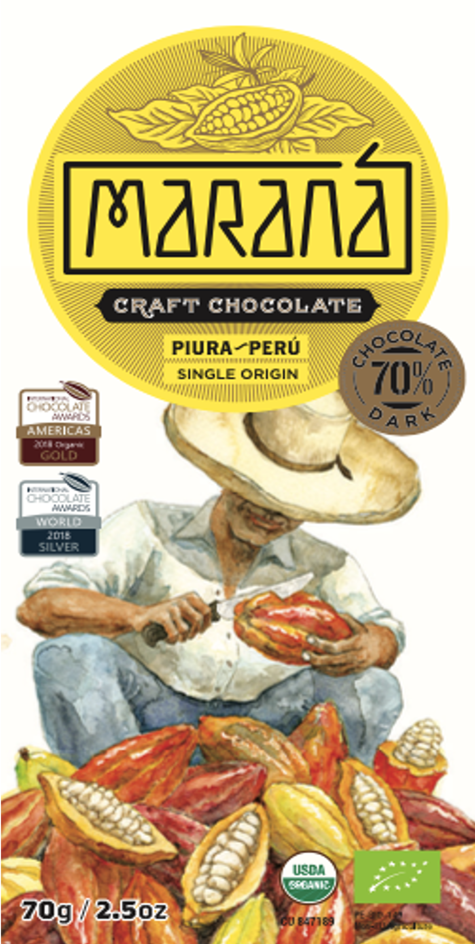 Maranà Tabletas Piura 70% Tavoletta Fondente 70g Bio