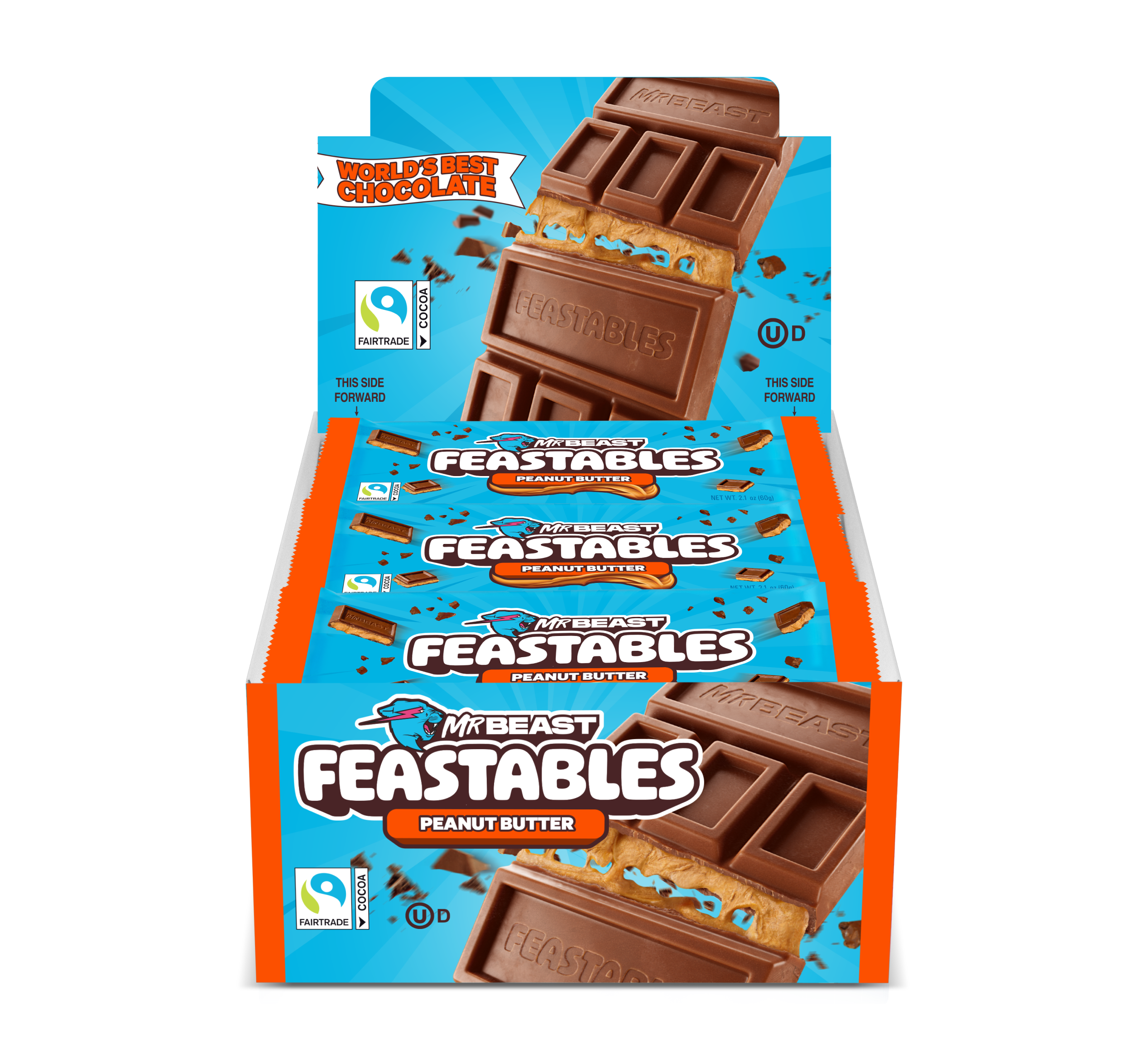 MrBeast Feastables Peanut Butter Tavoletta Latte 10 Pezzi