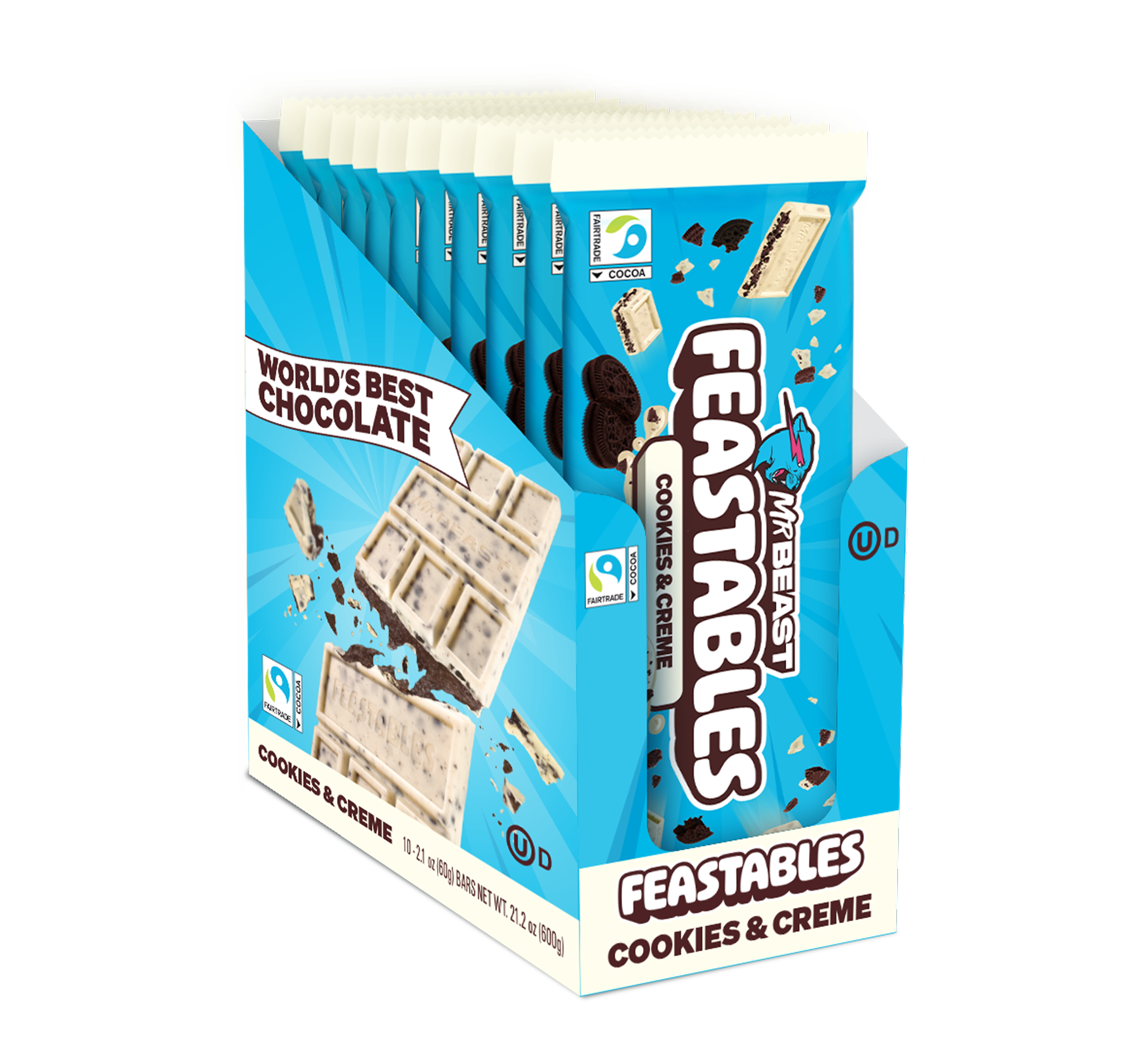 Feastables Chocolate Cookies Creme tavoletta 10 pack biscotto