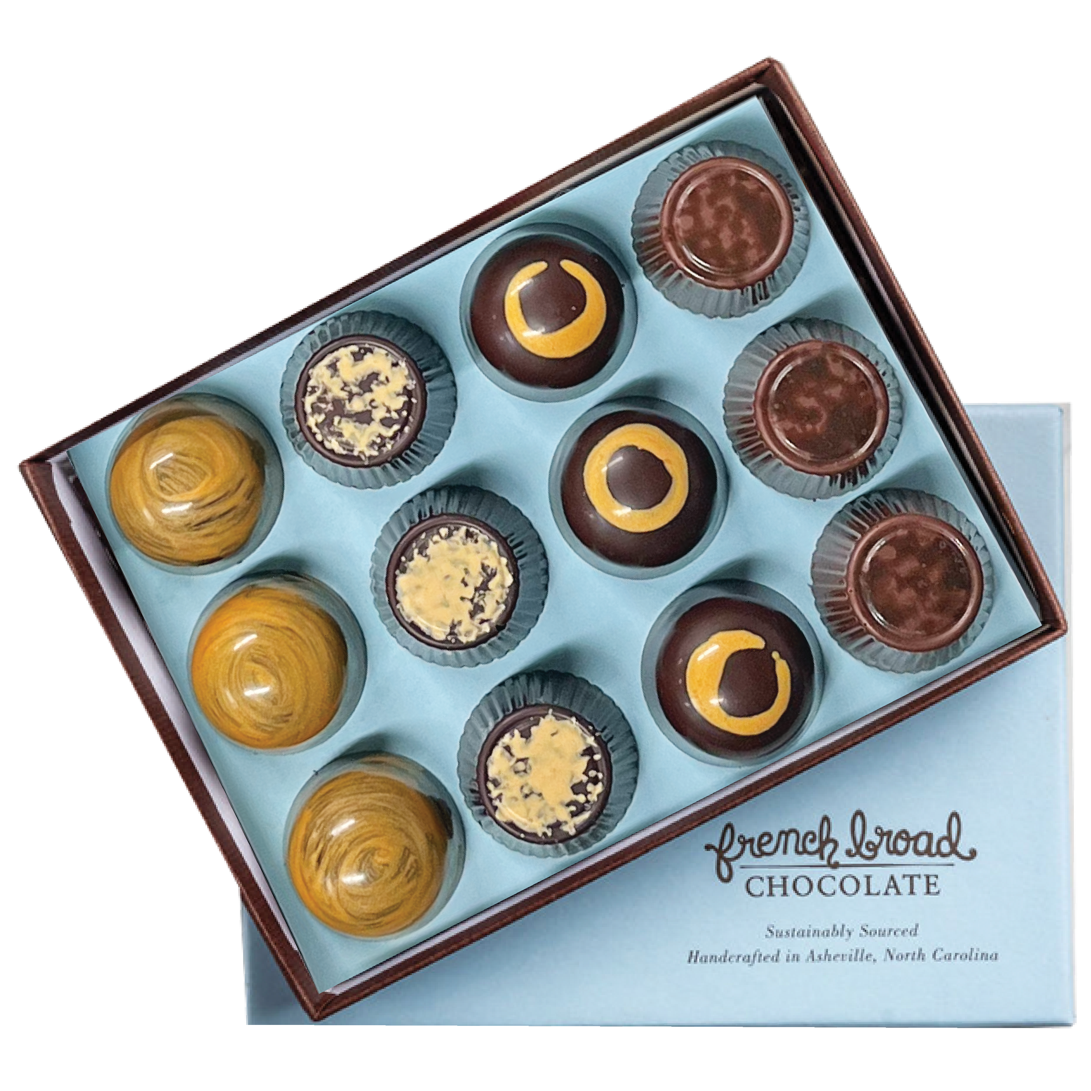 French Broad Bonbons Asheville Praline 12 pezzi