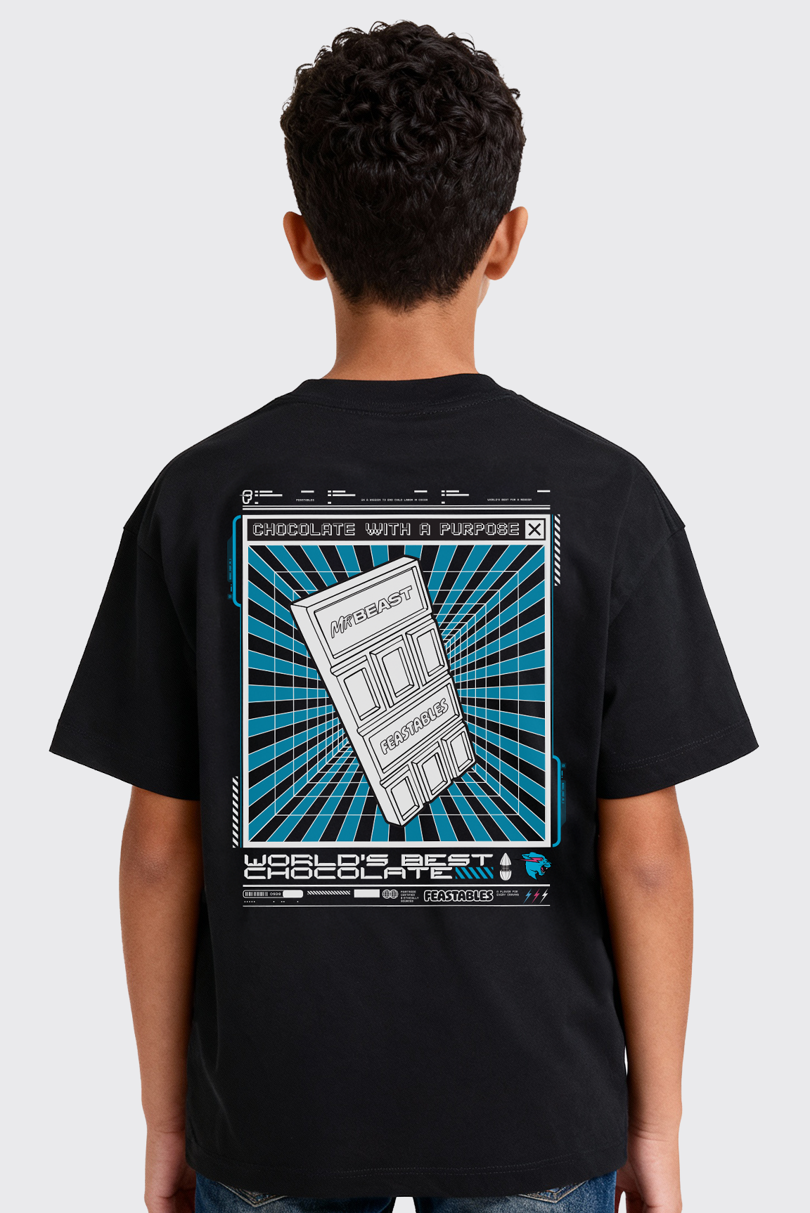 MrBeast Feastables Y2K Tee Maglietta Bambino Nero SM