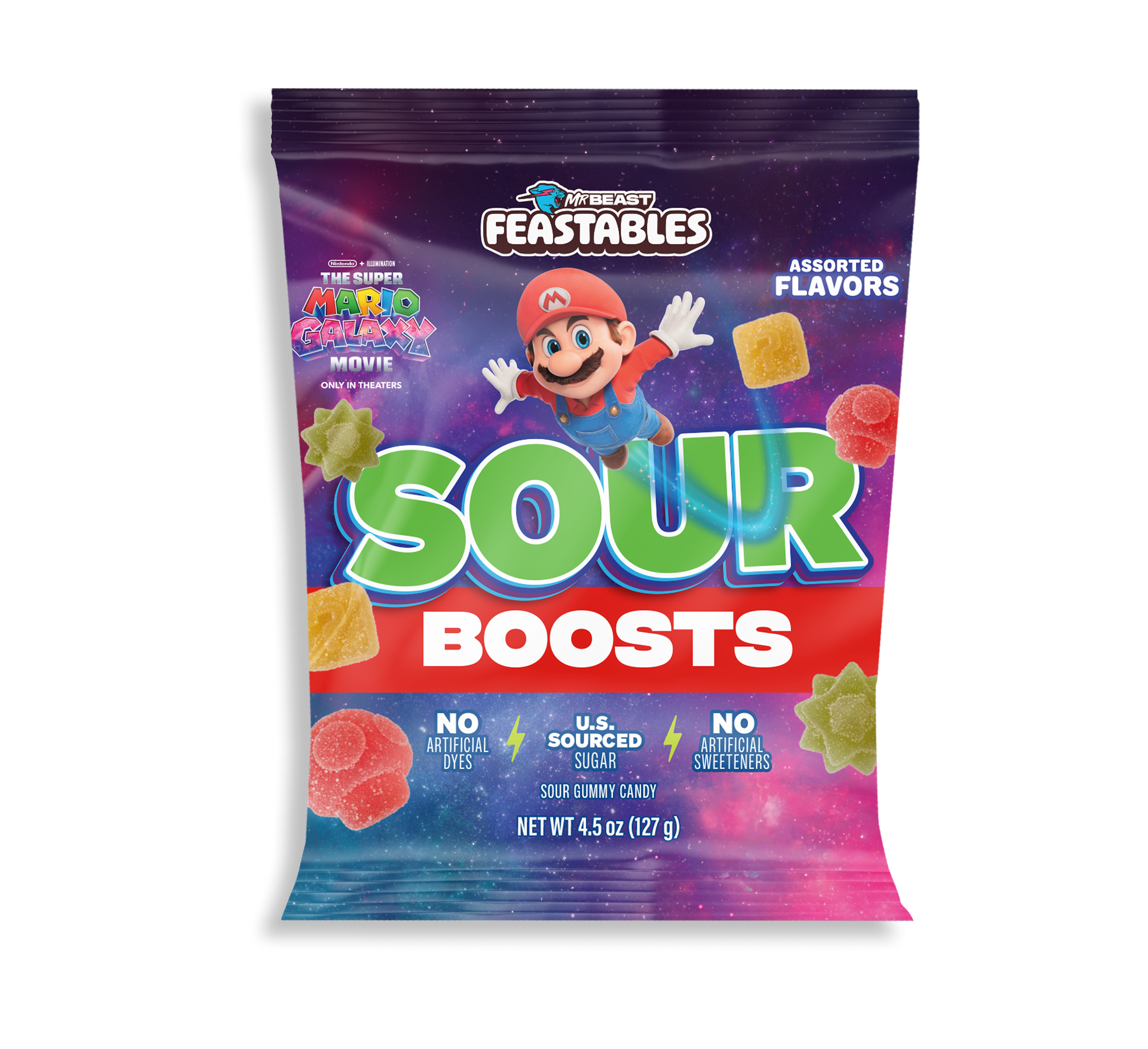Feastables Gummies Mario Sour Boosts caramelle 12 buste
