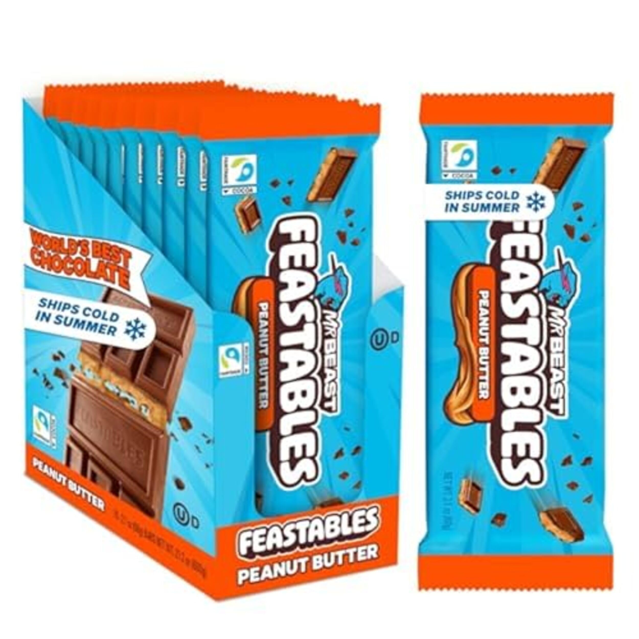 Feastables Chocolate Bars barrette burro arachidi Deez Nutz 10x60g