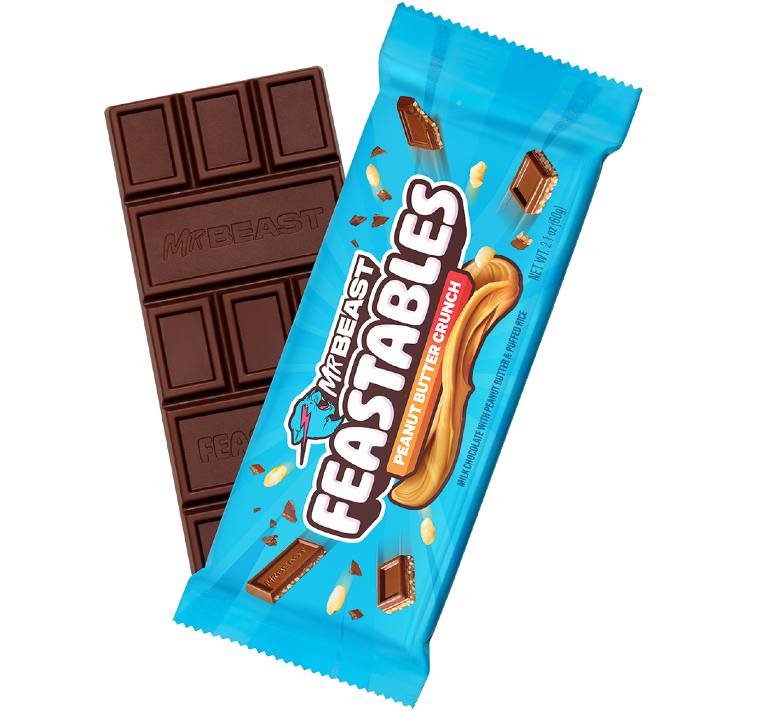 MrBeast Feastables Peanut Butter Crunch barretta box 10 pezzi
