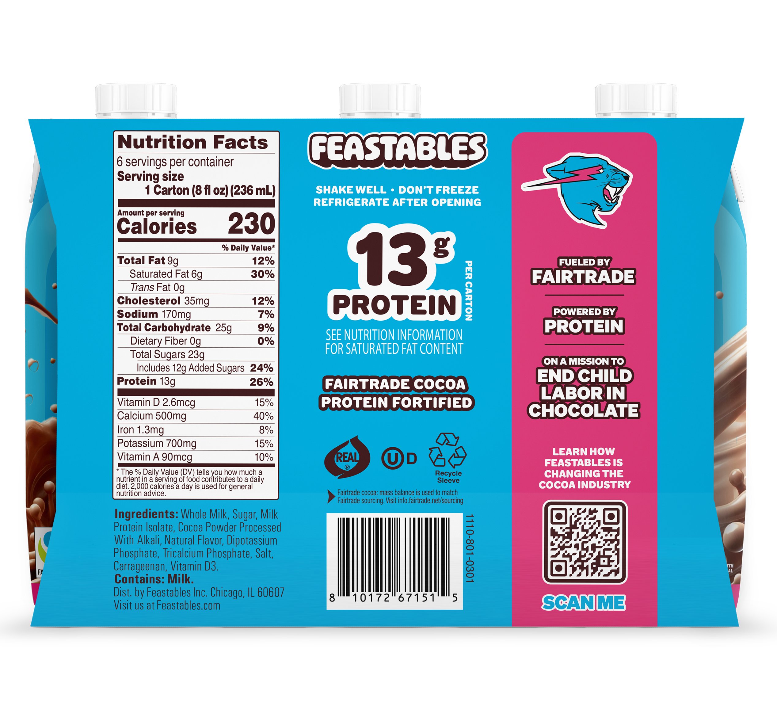 Feastables Milk Chocolate Milk bevanda 14oz Bottles 12 Pack