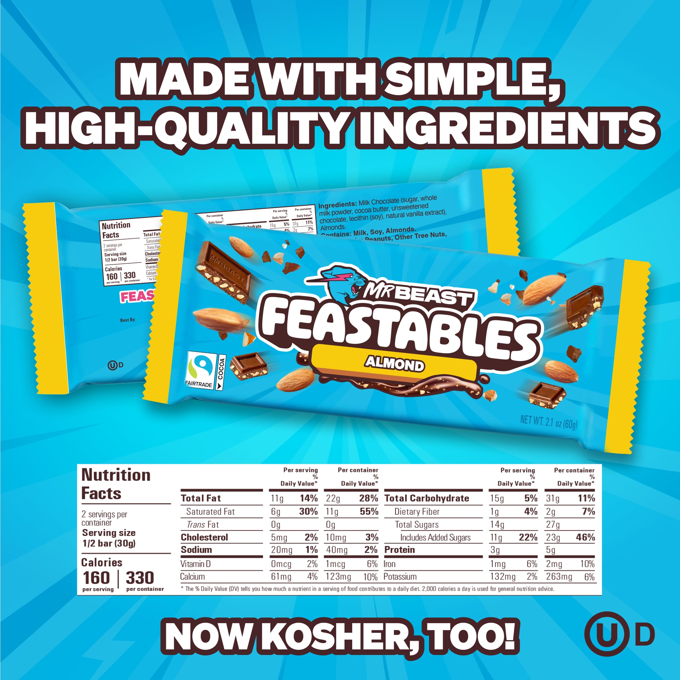 Feastables MrBeast Tavoletta mandorle 10x60 g 54%