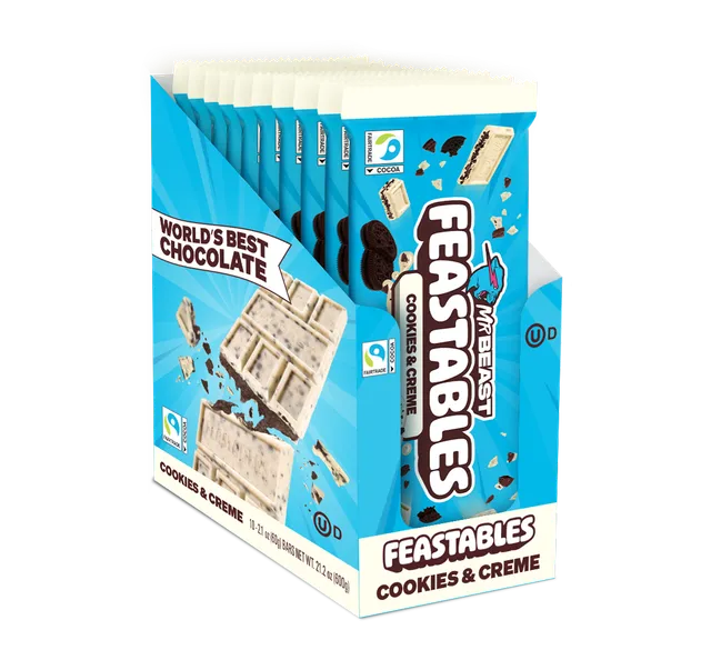 Feastables Chocolate Cookies Creme tavoletta 10 pack biscotto
