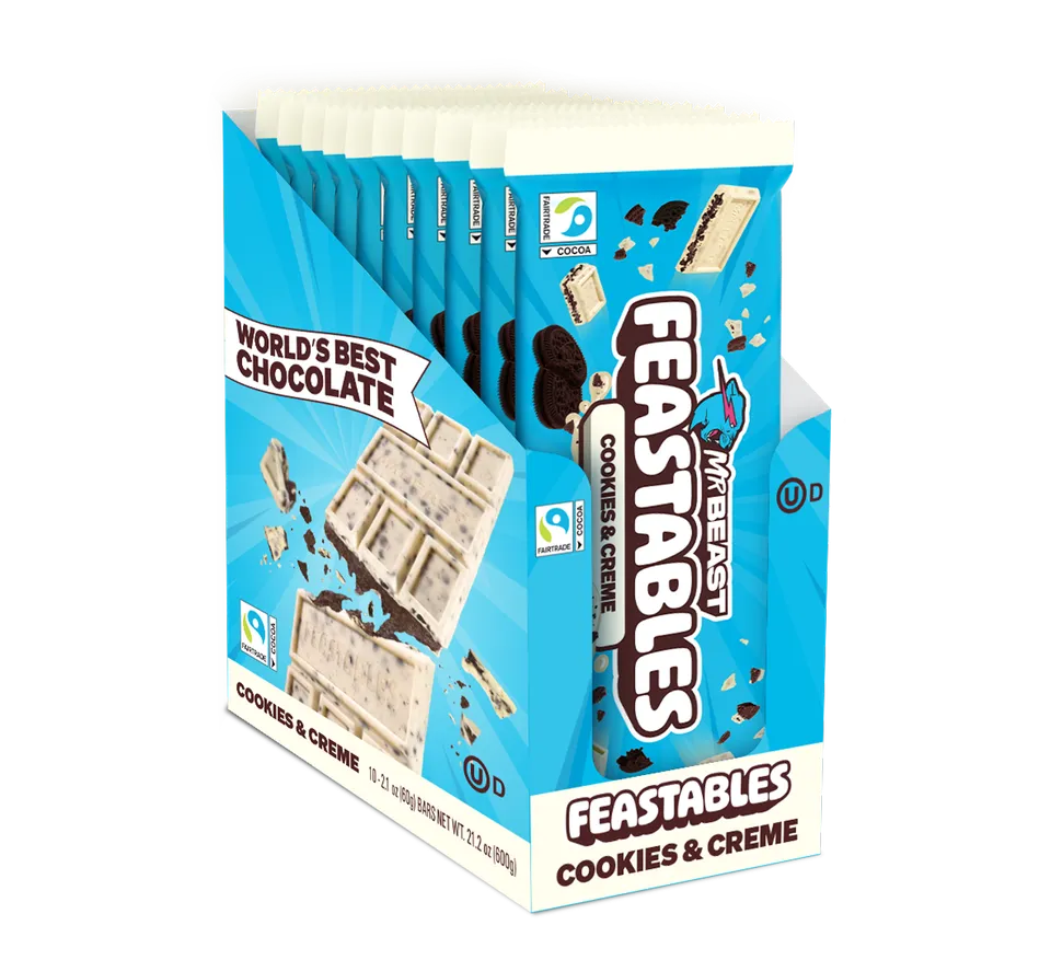 Feastables Chocolate Cookies Creme tavoletta 10 pack biscotto