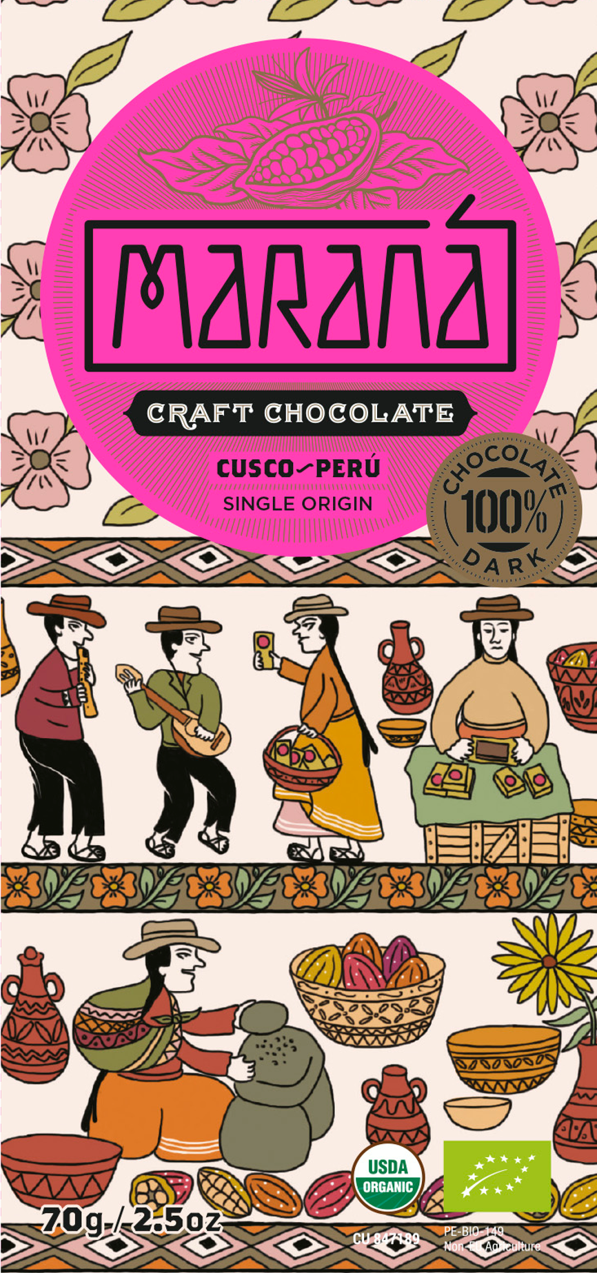 Maranà Tabletas Cusco Tavoletta fondente 100% Cusco 70g