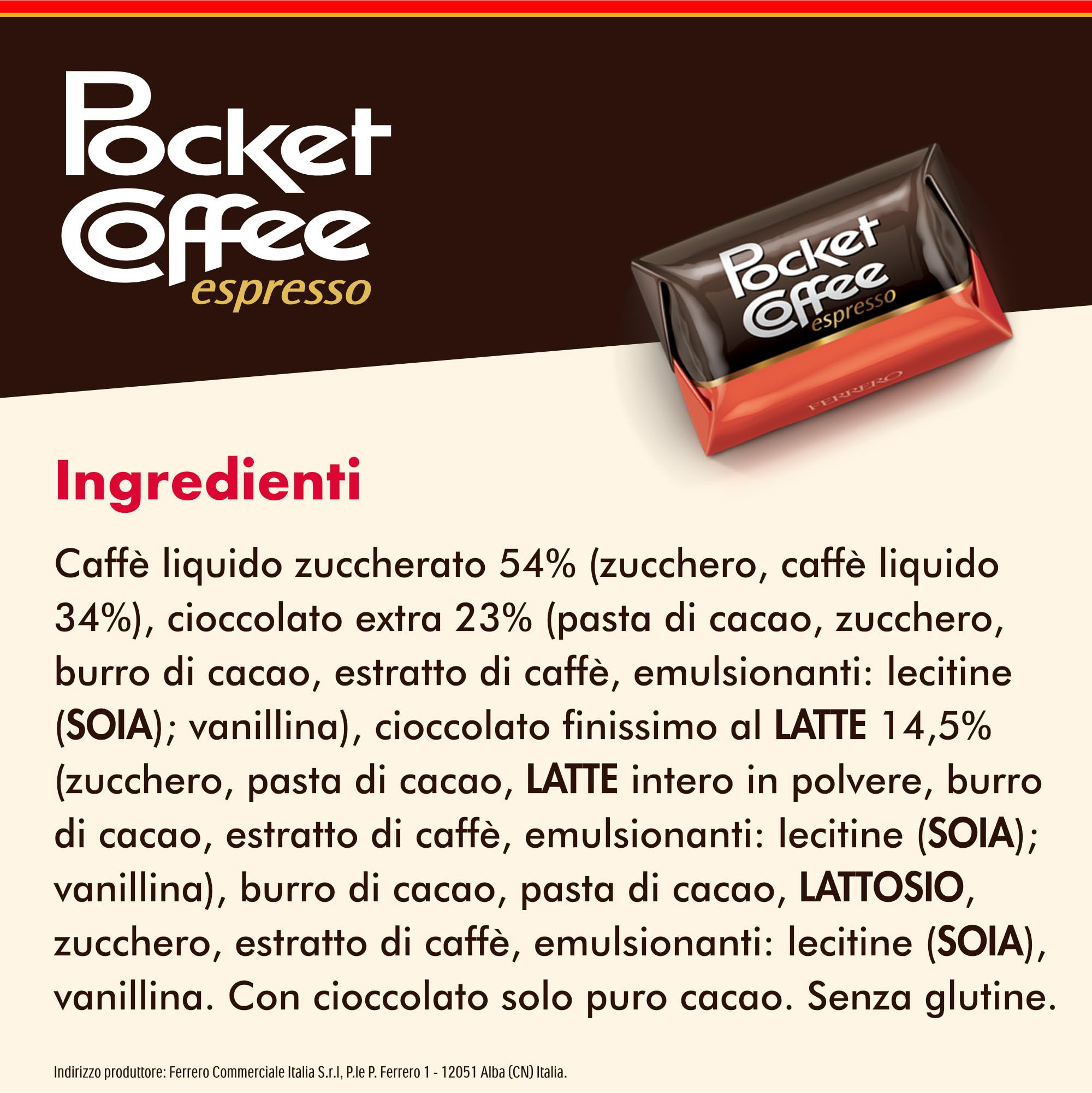 Ferrero Pocket Coffee espresso cioccolato fondente 32 praline 400g