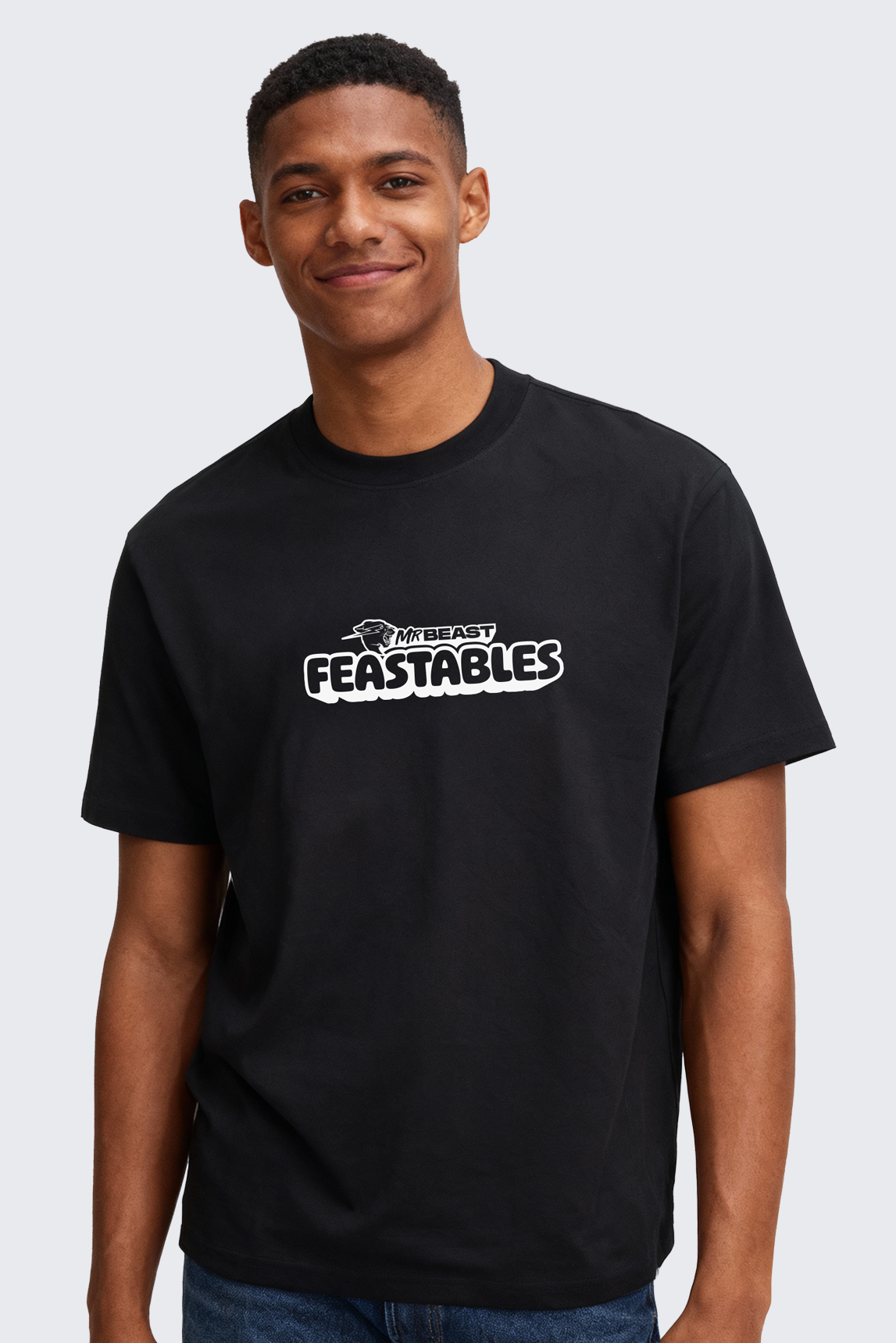 Feastables Merch Wavy Tee t-shirt cotone nera Black