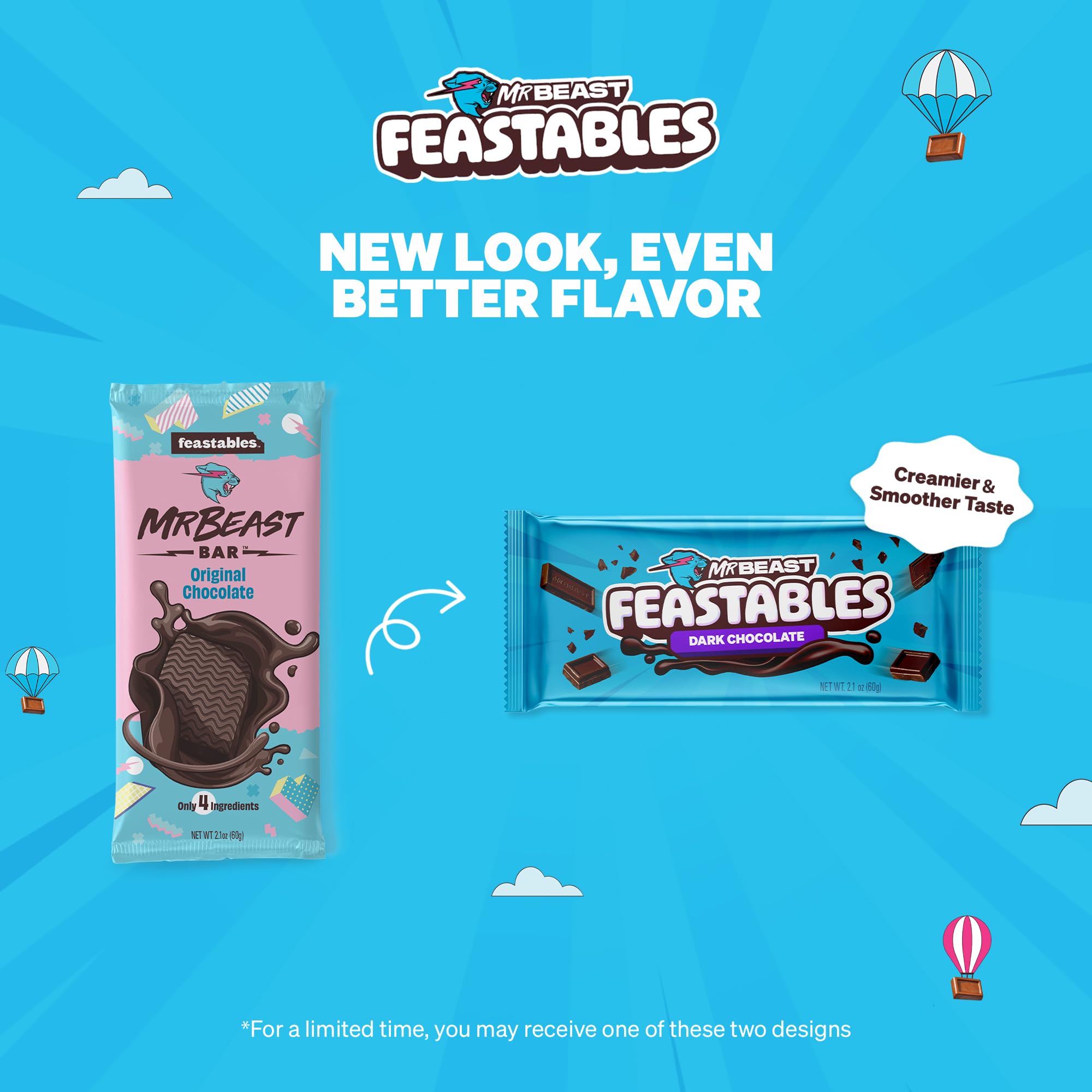 Feastables Chocolate Bars barrette fondente Original 10x60g 54% cacao