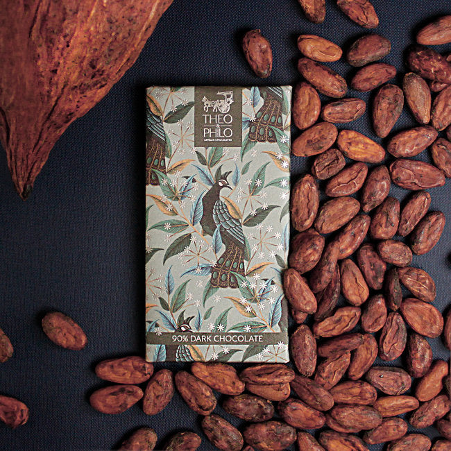 Theo & Philo Dark Chocolate Bars 90% Tavoletta Fondente 45g Extra Amaro