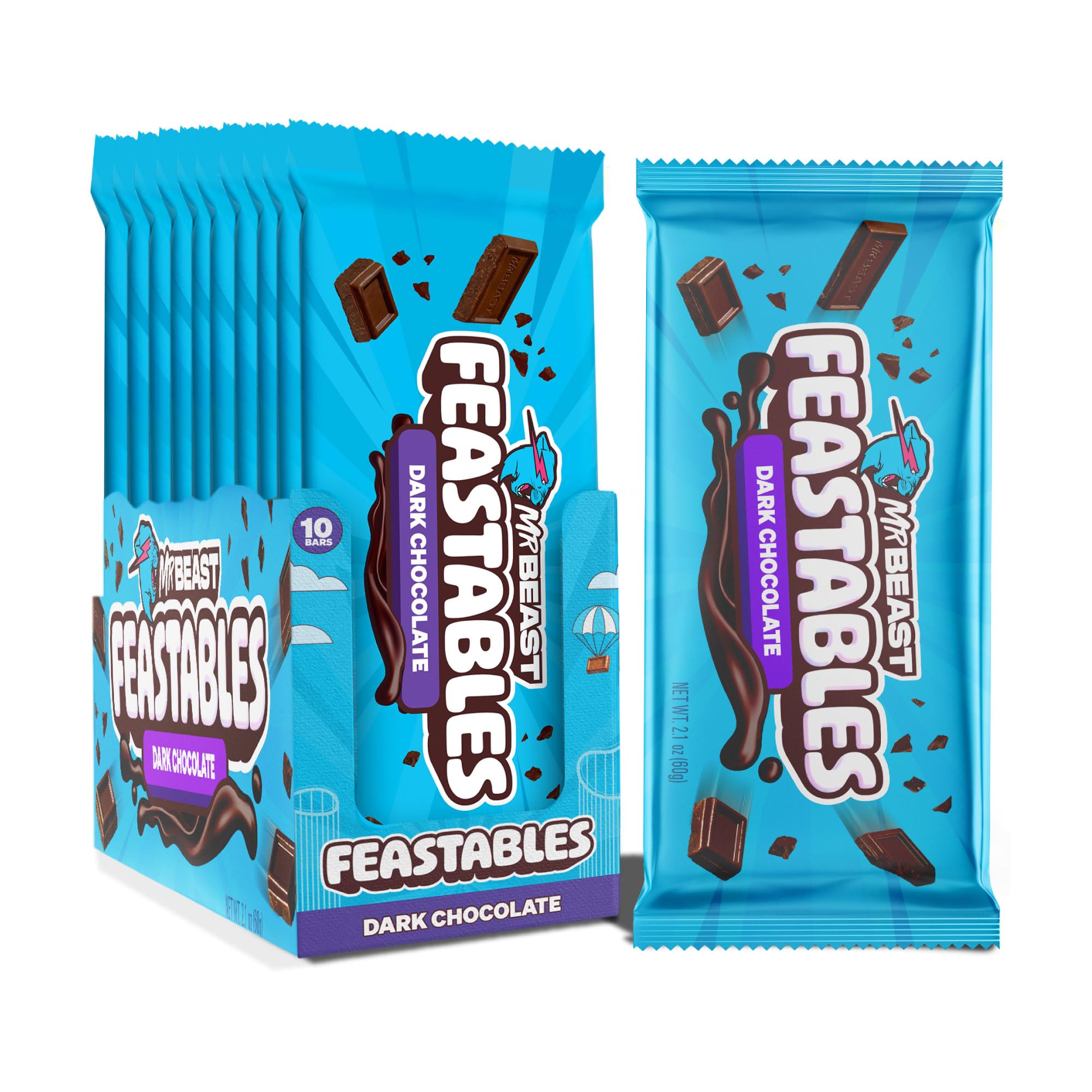 Feastables Chocolate Bars barrette fondente Original 10x60g 54% cacao